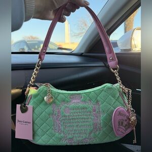 Juicy Couture Pink and Green Tale Quilted Shoulder Bag Viral